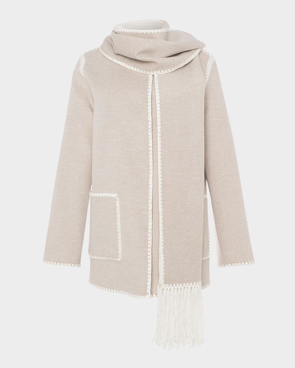 Cashmere-Wool Jacket With Detachable Scarf